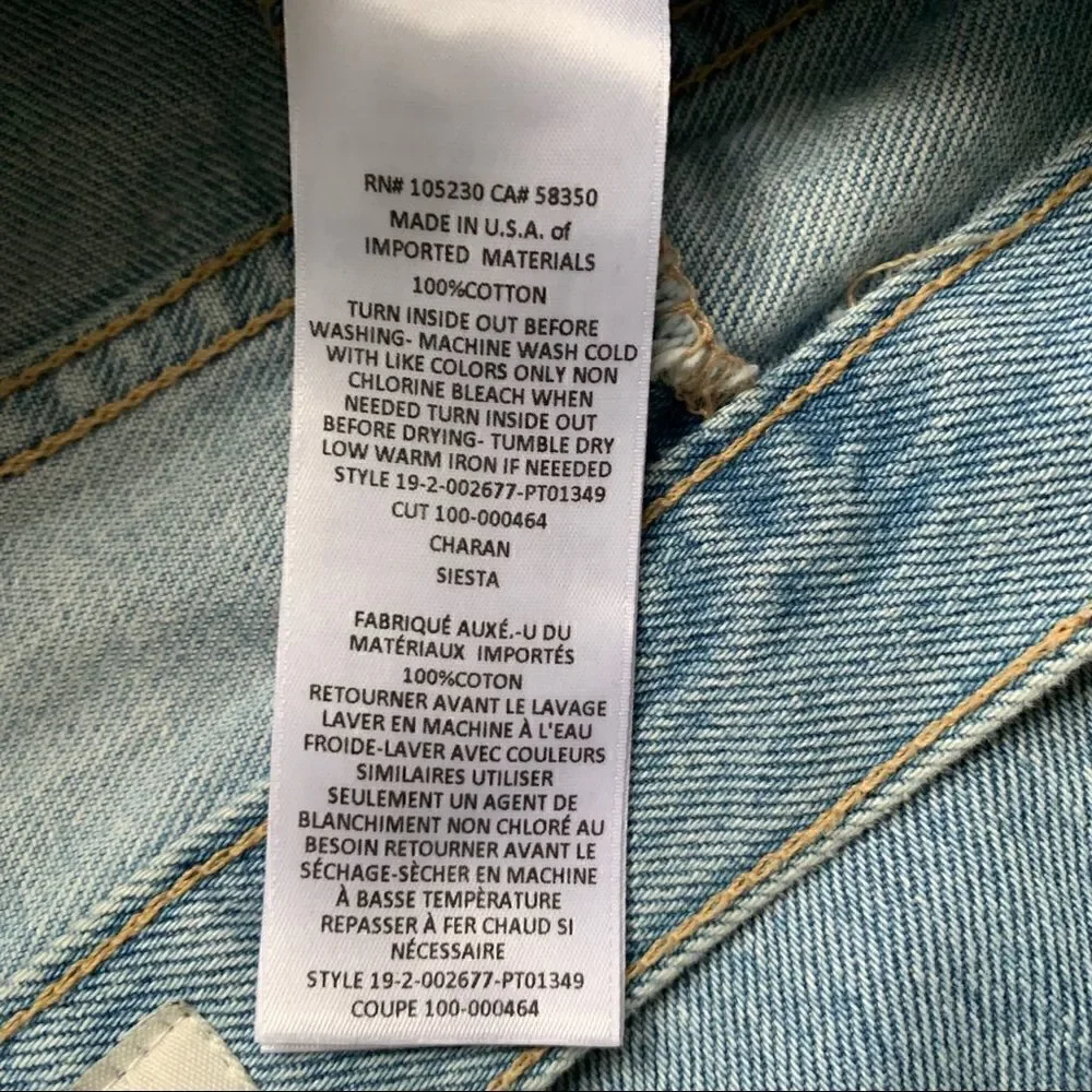 Joie Charan Raw Hem High Rise Straight Jeans Light Wash Size 26